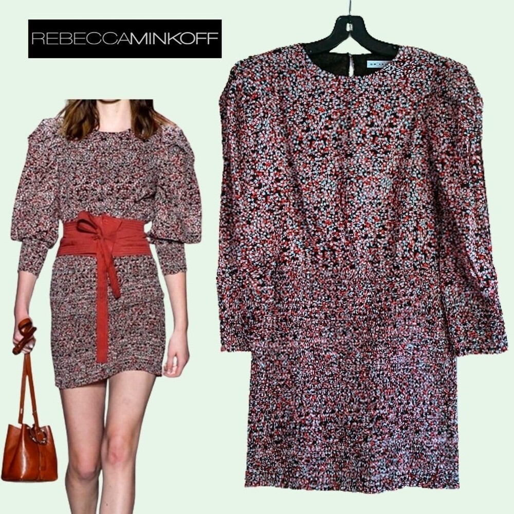 REBECCA MINKOFF NEW Cottagecore TABBY Floral Smocked Puffed Long Sleeve Dress M